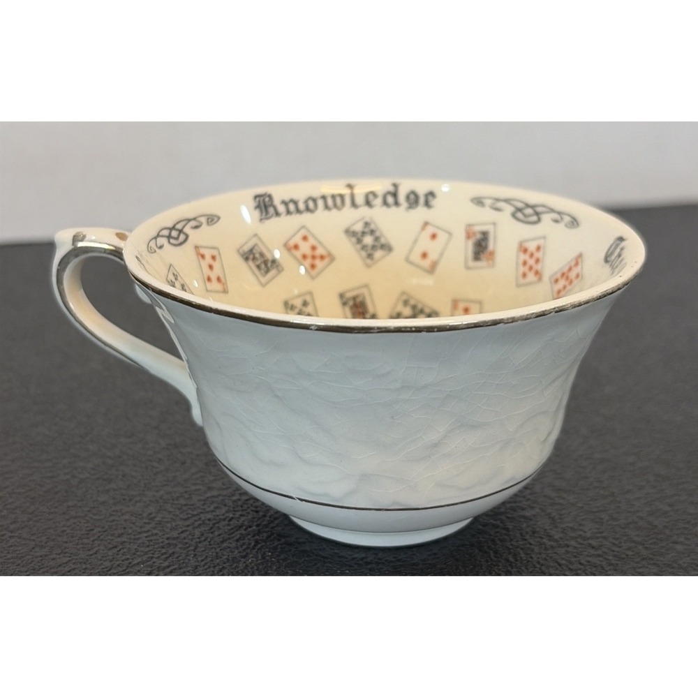 Aynsley Cup of Knowledge Card Reading Cup Antique 18K Gold Trim No Chips/Cracks